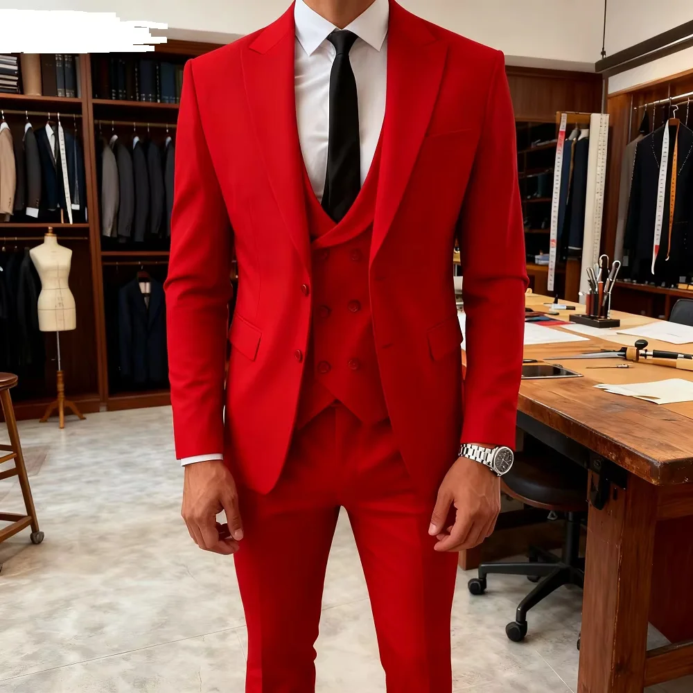 Solid Suits for Men Slim Fit Luxury Wedding Tuxedos Fashion Mens 3 Pieces(Blazer+Vest+Pants)Peak Lapel Suits Jacket for Business
Solid Suits for Men Slim Fit Luxury Wedding Tuxedos Fashion Mens 3 Pieces(Blazer+Vest+Pants)Peak Lapel Suits Jacket for Business