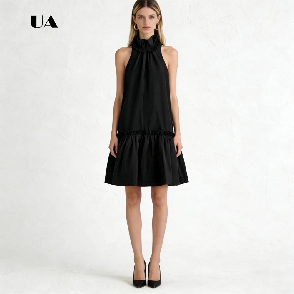 ULBYANRY Sleeveless A-line Prom Dress with Ruffled Turtleneck and Hem, Solid Ruched Evening Dress, Simple Customized Party Gown
ULBYANRY Sleeveless A-line Prom Dress with Ruffled Turtleneck and Hem, Solid Ruched Evening Dress, Simple Customized Party Gown