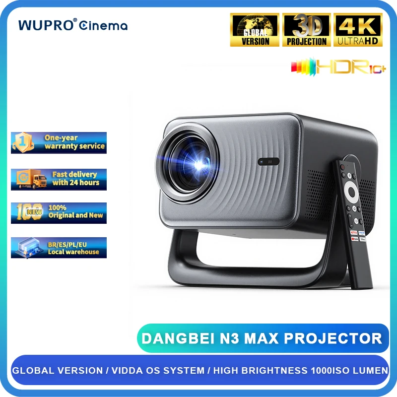 Dangbei N3 Max 4K Projector 1000ISO Lumen Hight Brightness Global Version For Home Theater 60-150 Inch Dolby Vision Beamer
Dangbei N3 Max 4K Projector 1000ISO Lumen Hight Brightness Global Version For Home Theater 60-150 Inch Dolby Vision Beamer