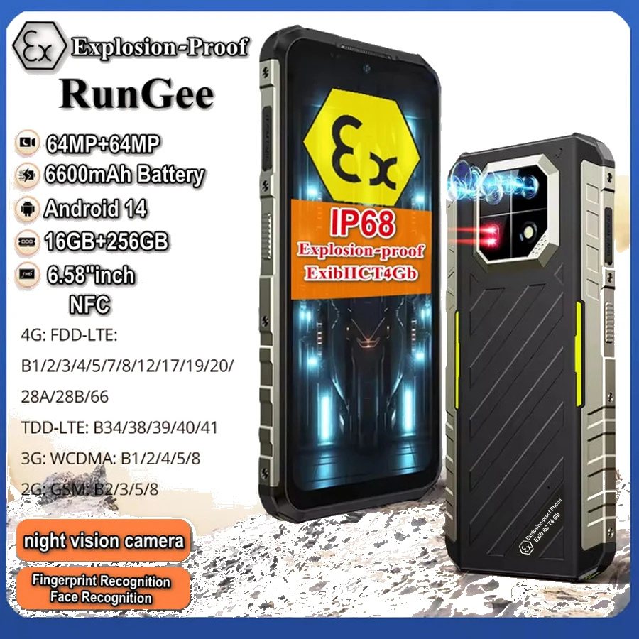 Ночная камера Взрывозащищенный телефон Rungee Zello Android 14,16 ГБ (8G + 8G RAM), 256G ROM, 6,58", инфракрасный, аккумулятор 6600 мАч, NFC, 64 МП
Ночная камера Взрывозащищенный телефон Rungee Zello Android 14,16 ГБ (8G + 8G RAM), 256G ROM, 6,58", инфракрасный, аккумулятор 6600 мАч, NFC, 64 МП