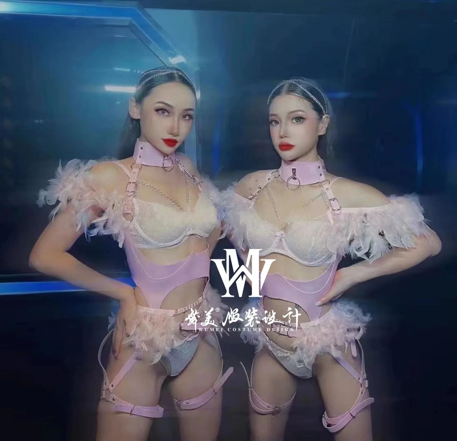 New Costume Performance Dress Pink Sexy Leather Feather Set Bikini Gogo Women's Wet Body Party Valentine's Day Set
New Costume Performance Dress Pink Sexy Leather Feather Set Bikini Gogo Women's Wet Body Party Valentine's Day Set