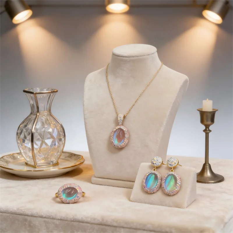 Natural Pink Rainbow Opal Jewelry Set, Solar Plexus Nourishment, Confidence & Action Boost, Chakra Healing Crystal Gift
Natural Pink Rainbow Opal Jewelry Set, Solar Plexus Nourishment, Confidence & Action Boost, Chakra Healing Crystal Gift