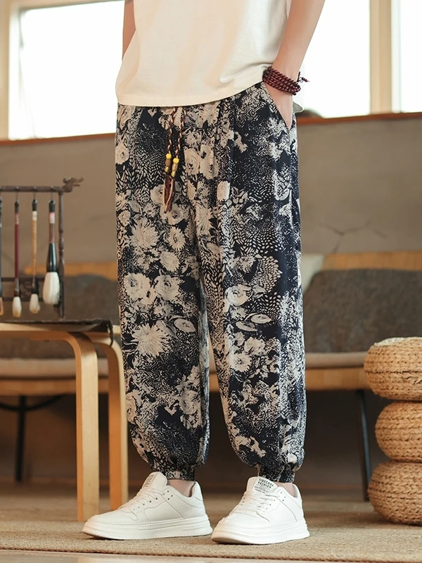 Loose Ice Silk Lantern Pants Men's Summer Casual Trousers Anti-Mosquito Print Design Breathable Comfortable Polyester Fiber
Loose Ice Silk Lantern Pants Men's Summer Casual Trousers Anti-Mosquito Print Design Breathable Comfortable Polyester Fiber