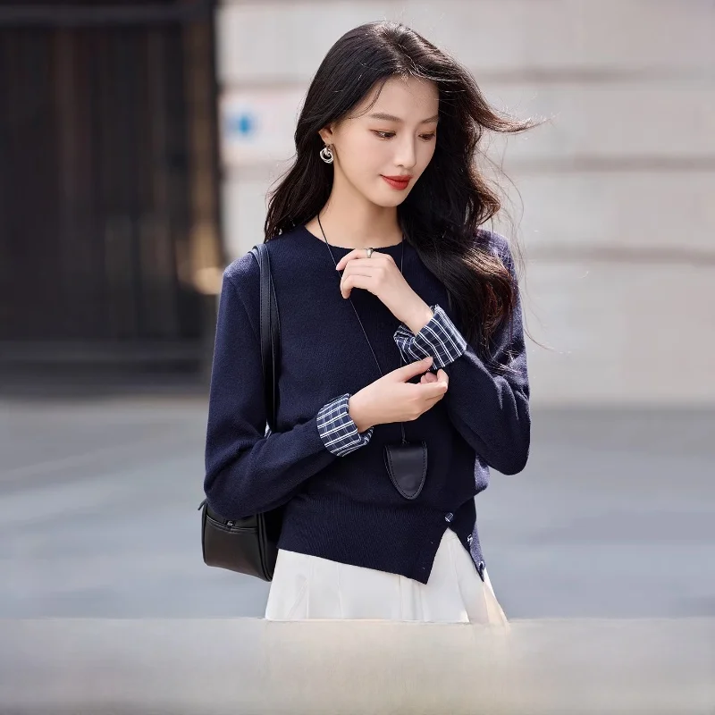 Женский свитер Miu Sle с круглым вырезом, цветными блоками, эластичный, теплый, цельный, для повседневной носки, модный, осенний, с длинными рукавами, облегающий.
Женский свитер Miu Sle с круглым вырезом, цветными блоками, эластичный, теплый, цельный, для повседневной носки, модный, осенний, с длинными рукавами, облегающий.