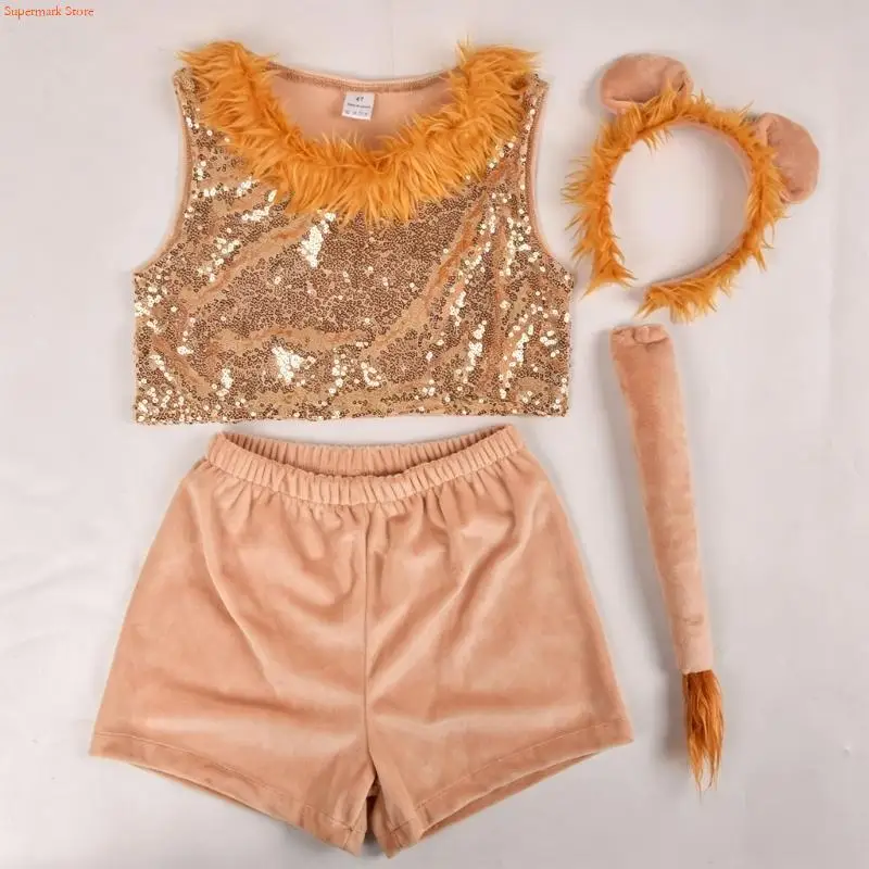 Q5WE Lions Costume Accessories Lions Ears Headband Tail Sequins Top Shorts Animal Fancy Costume for Halloween Cosplay Party
Q5WE Lions Costume Accessories Lions Ears Headband Tail Sequins Top Shorts Animal Fancy Costume for Halloween Cosplay Party
