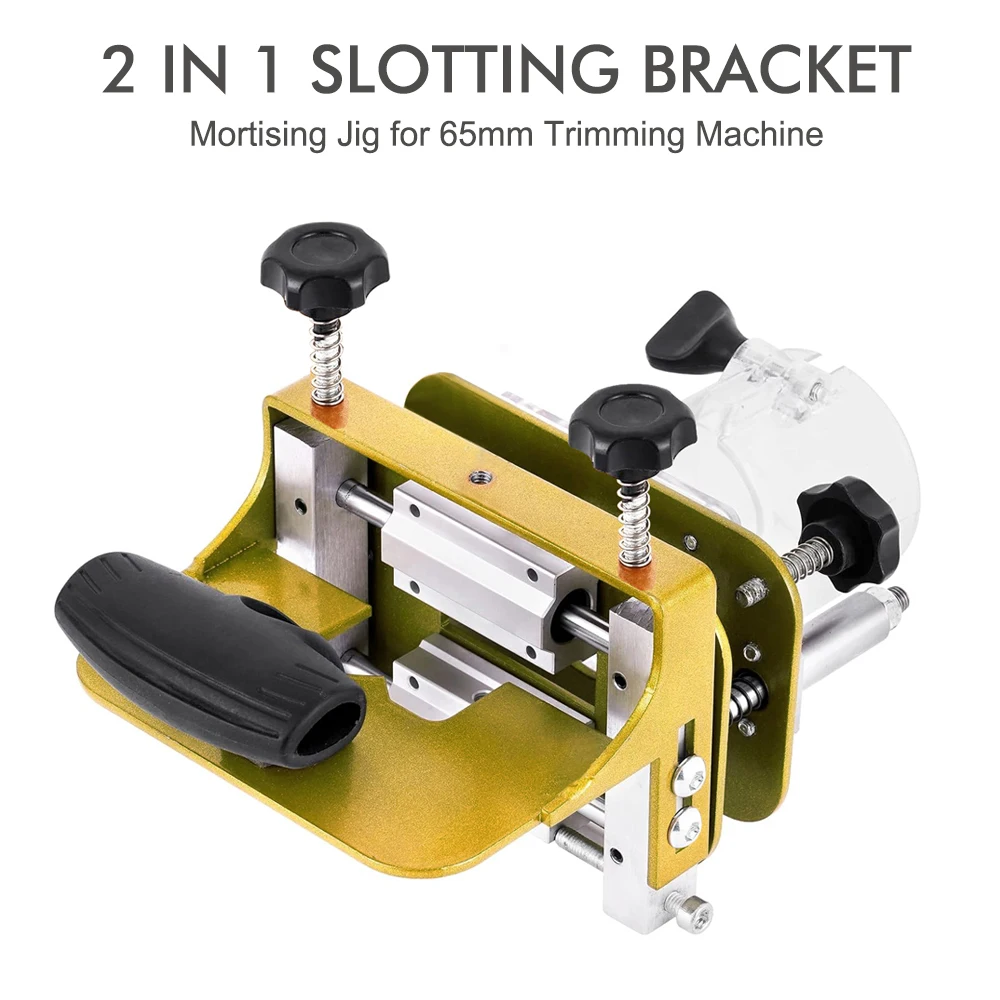 Mortising Jig for 65mm Trimming Machine 2 In 1 Slotting Bracket Invisible Fasteners Punch Locator Linear Track Woodworking Tools
Mortising Jig for 65mm Trimming Machine 2 In 1 Slotting Bracket Invisible Fasteners Punch Locator Linear Track Woodworking Tools