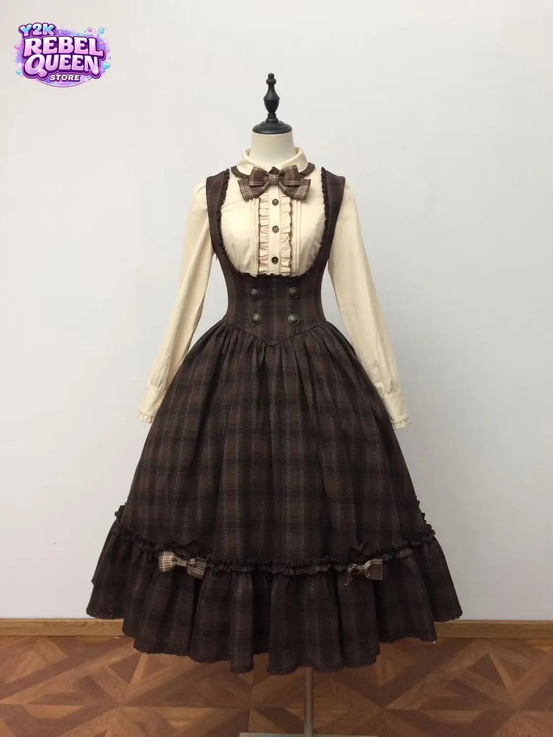 Japanese Retro Lolita 2-Piece Set Women Slim Fit Bow Shirt + Plaid High Waist Dress Fashion Kawaii Elegant Party chic Outfits
Japanese Retro Lolita 2-Piece Set Women Slim Fit Bow Shirt + Plaid High Waist Dress Fashion Kawaii Elegant Party chic Outfits