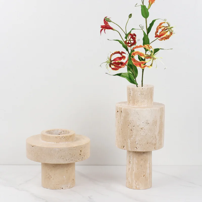 Beige Travertine Vase Living Room Bedroom Hotel Dining Table Board Natural Marble Stone Flower Vase
Beige Travertine Vase Living Room Bedroom Hotel Dining Table Board Natural Marble Stone Flower Vase