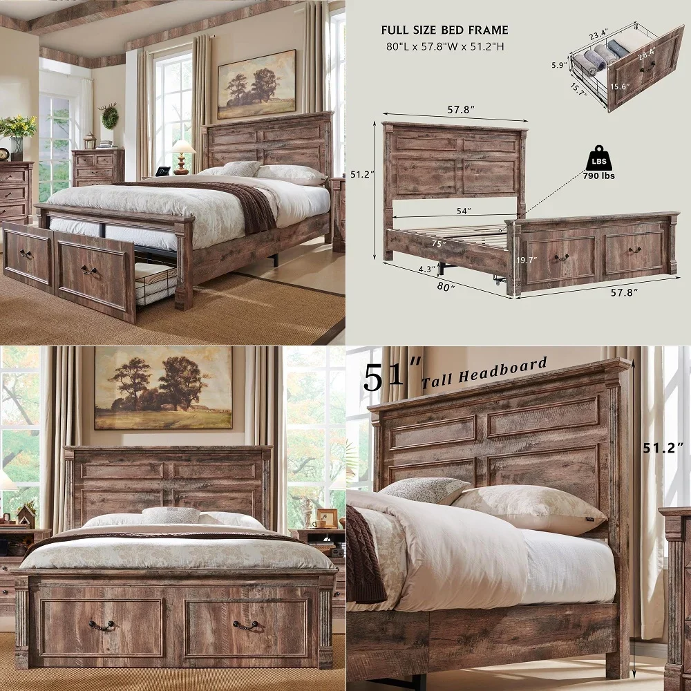 Farmhouse Full Size Bed Frame with 51 Tall Headboard, Wood Platform Bed Frame with 20 Tall Roman Column Decoration Footboard am
Farmhouse Full Size Bed Frame with 51 Tall Headboard, Wood Platform Bed Frame with 20 Tall Roman Column Decoration Footboard am