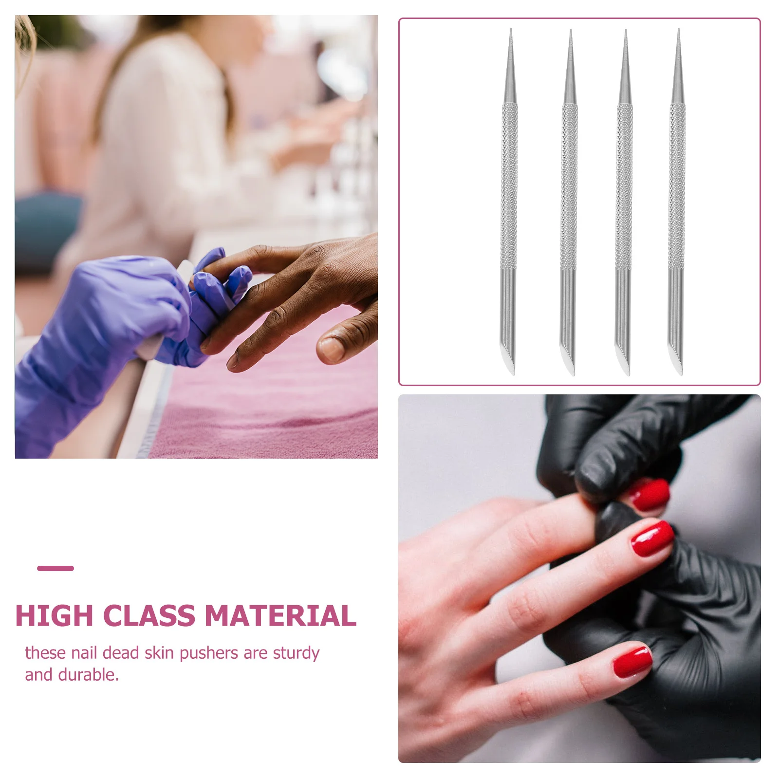 4pcs Stainless Steel Cuticle Pusher Dead Skin Remover Manicure Pedicure Tool Nail Art Cleaner Durable Smooth Grip
4pcs Stainless Steel Cuticle Pusher Dead Skin Remover Manicure Pedicure Tool Nail Art Cleaner Durable Smooth Grip