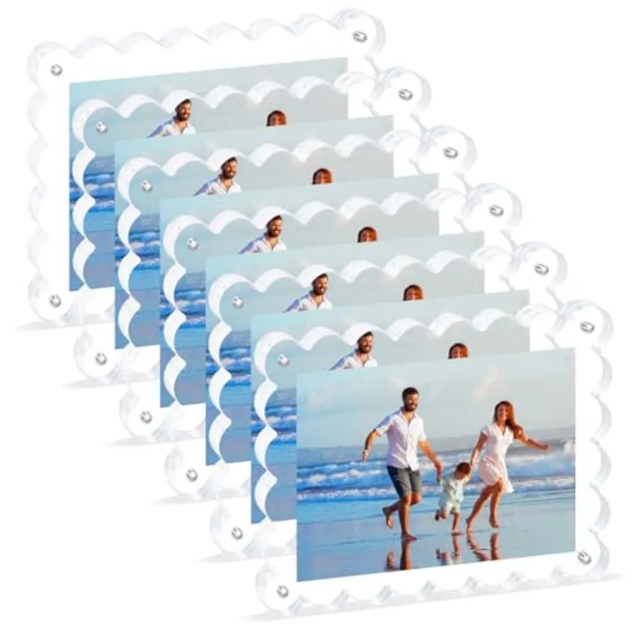Acrylic Magnetic Photo Frame Inch - Sleek Scalloped Design, 10+10mm Thick Crystal Clear Block, Freestanding Double-Sided Magnet
Acrylic Magnetic Photo Frame Inch - Sleek Scalloped Design, 10+10mm Thick Crystal Clear Block, Freestanding Double-Sided Magnet