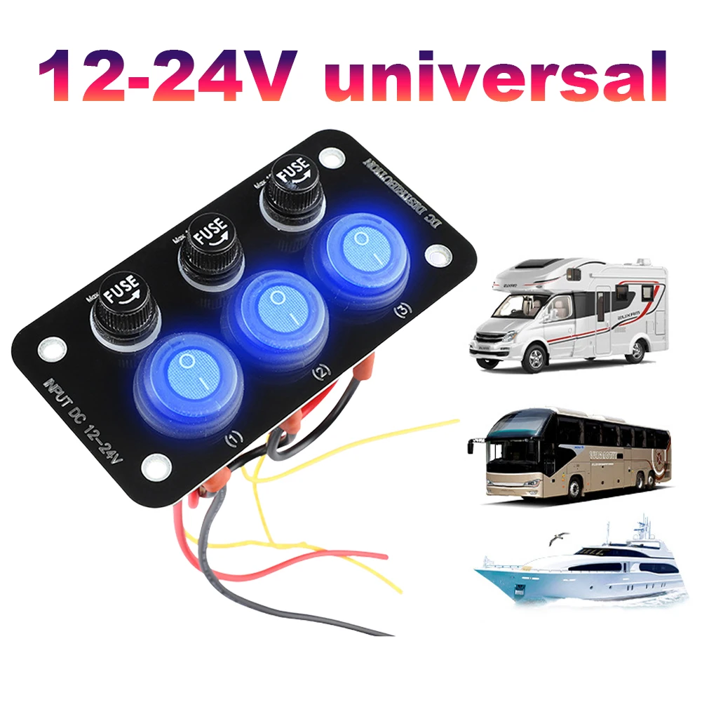12V-24V Toggle Switch Panel Light 10A Blade LED Marine Boat Rocker Switch Panel 3 Buttons for Car Marine RV Truck
12V-24V Toggle Switch Panel Light 10A Blade LED Marine Boat Rocker Switch Panel 3 Buttons for Car Marine RV Truck