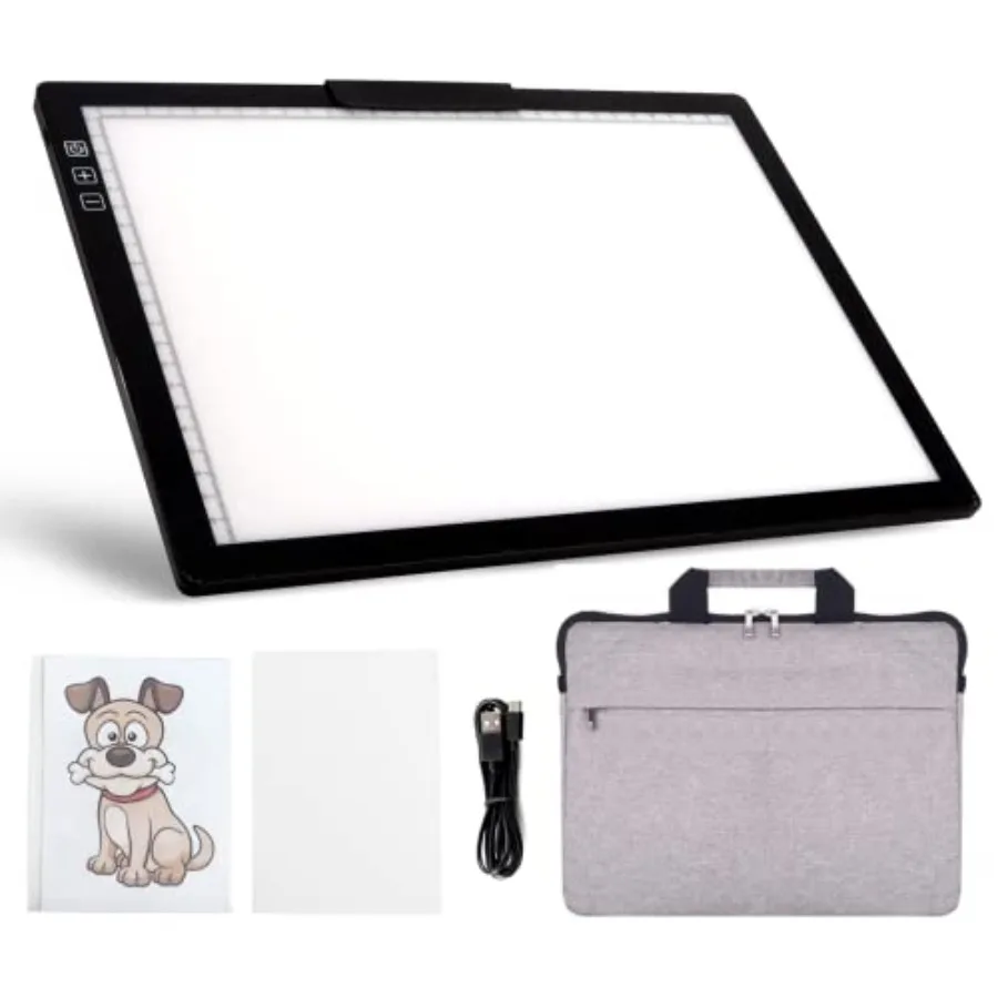 Rechargeable A4 LED Light Pad with Padded Case, Tracing Light Box w/Riser Stands and Paper Clip, 6 Levels of Brightness, Type-c
Rechargeable A4 LED Light Pad with Padded Case, Tracing Light Box w/Riser Stands and Paper Clip, 6 Levels of Brightness, Type-c