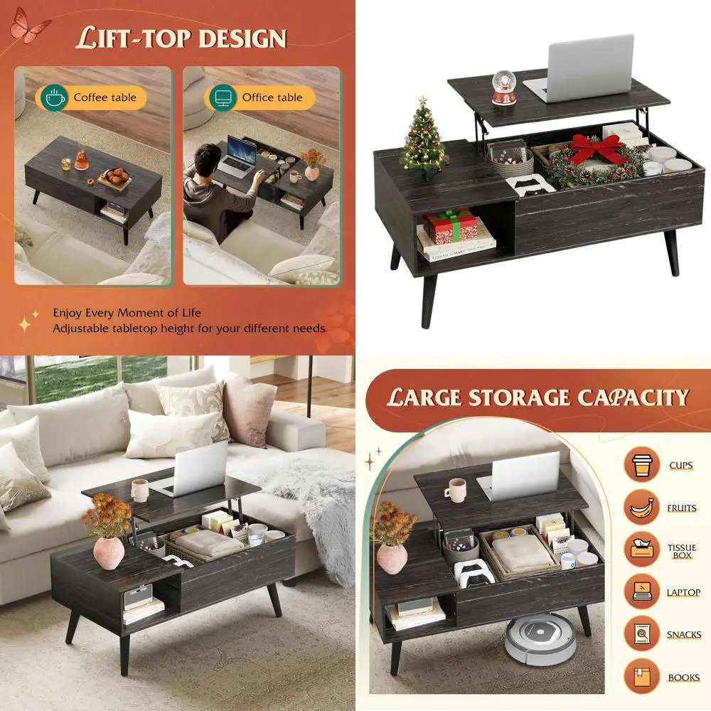 39 Black Oak Small Lift-Top Dining Table with Storage Shelf and Hidden Compartment
39 Black Oak Small Lift-Top Dining Table with Storage Shelf and Hidden Compartment