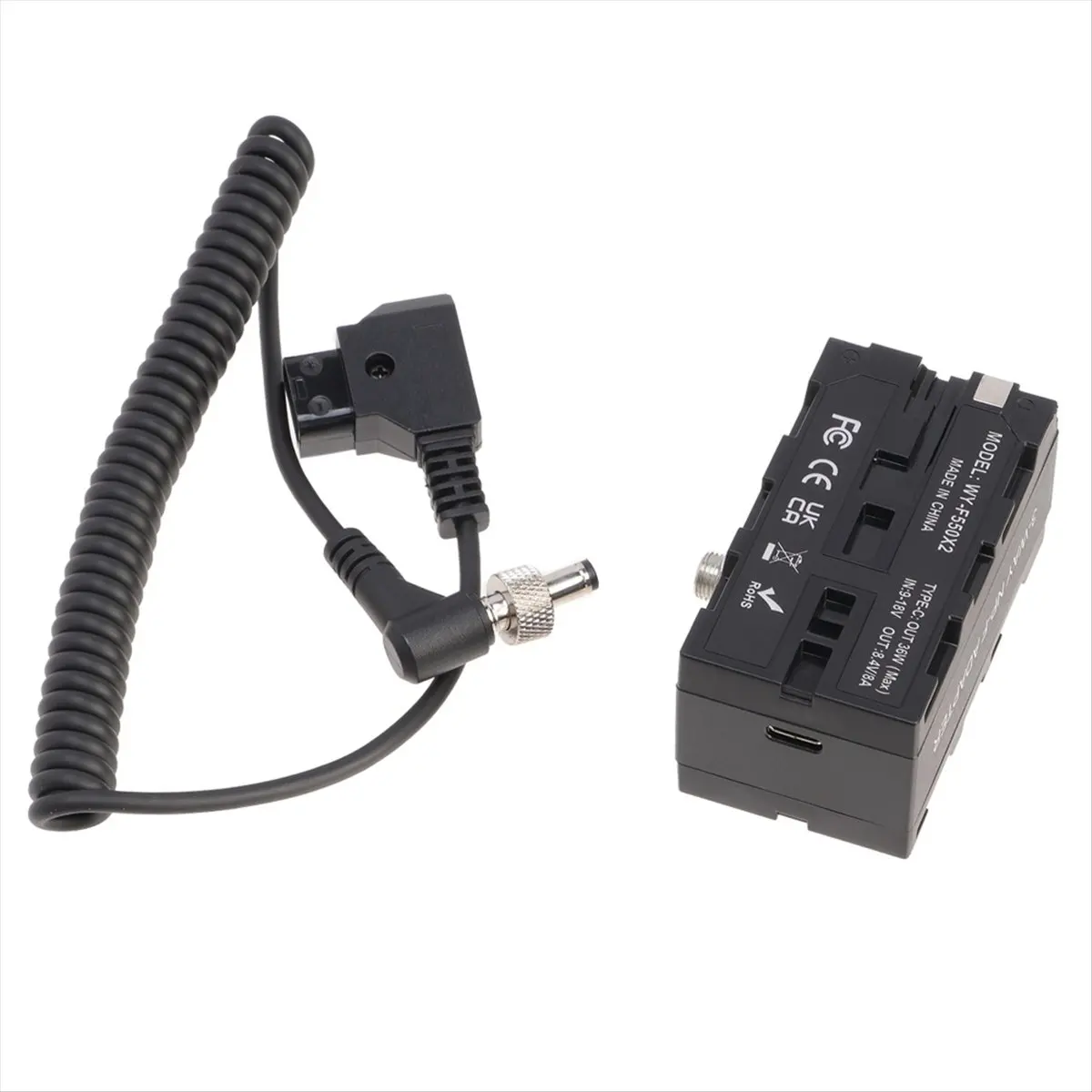T35C D-TAP Connector to DC 5.5 X 2.5mm Expandable Cable with Dual-Sided NP-F Dummy Battery Adapter for Camera Monitor
T35C D-TAP Connector to DC 5.5 X 2.5mm Expandable Cable with Dual-Sided NP-F Dummy Battery Adapter for Camera Monitor