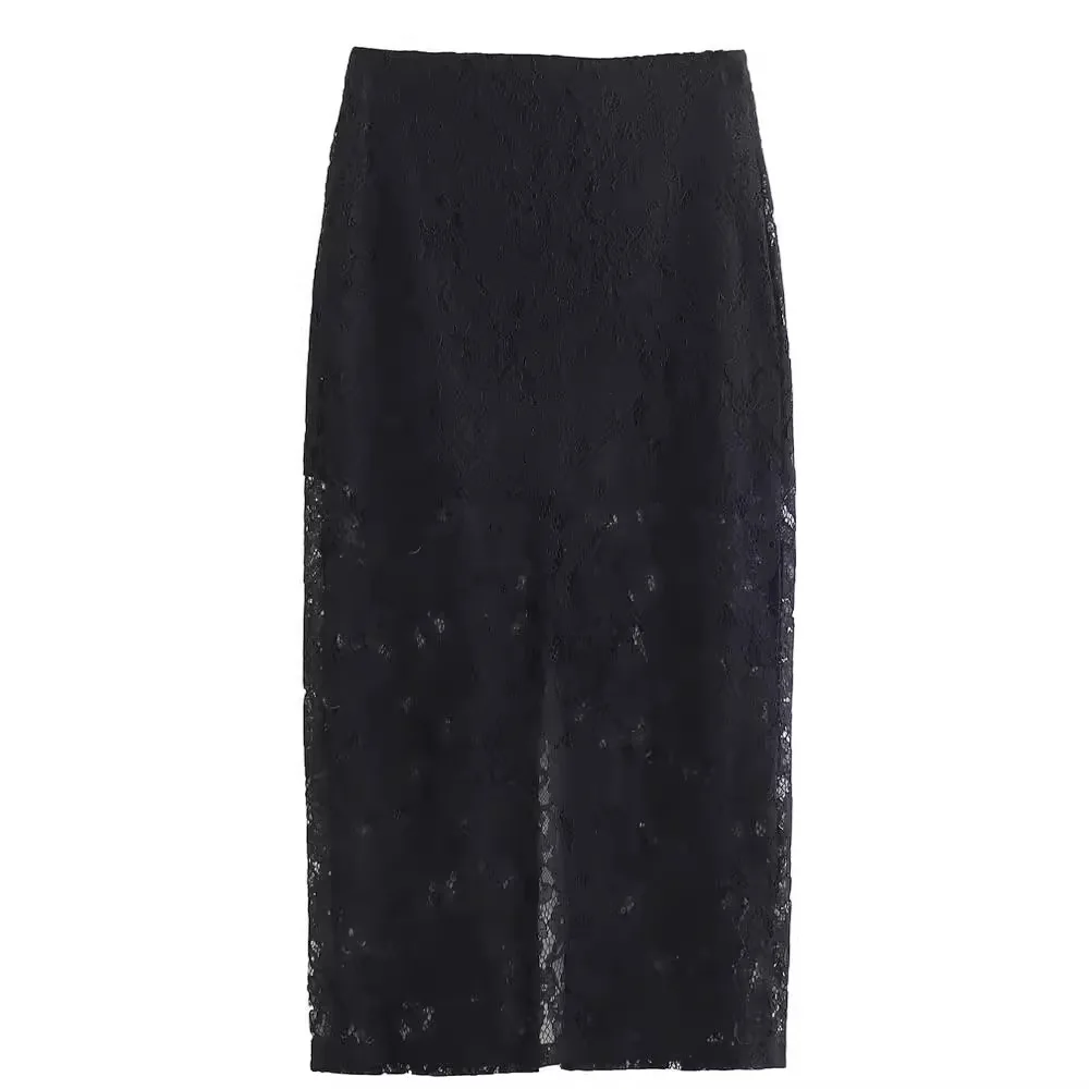 2024 Summer European and American New Solid Color Sexy Lace Mid length Skirt Women's Hollow Half skirt
2024 Summer European and American New Solid Color Sexy Lace Mid length Skirt Women's Hollow Half skirt