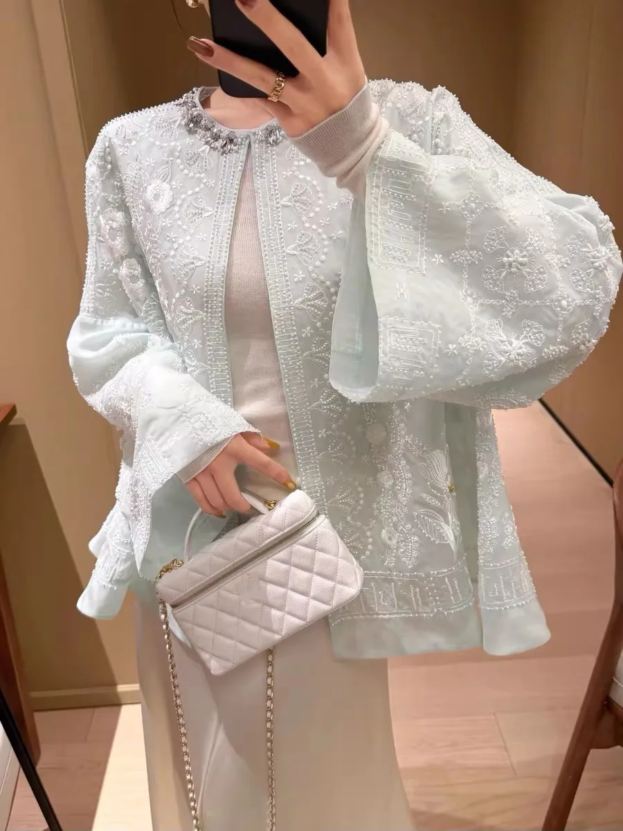 2026 Spring Luxury Fashion Beading Embroidered Tops O Neck Long Sleeve Loose Women's Silk Organza Coat
2026 Spring Luxury Fashion Beading Embroidered Tops O Neck Long Sleeve Loose Women's Silk Organza Coat