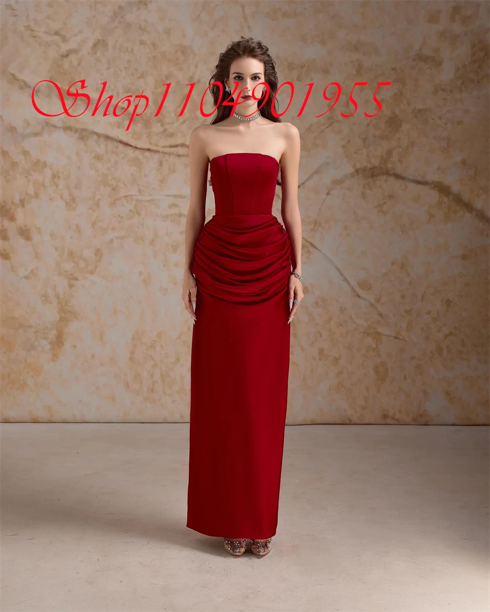 Customized Temperament Burgundy Satin Evening Dress High Quality Strapless Sleeveless Zipper Back Mermaid Special Occasion Gowns
Customized Temperament Burgundy Satin Evening Dress High Quality Strapless Sleeveless Zipper Back Mermaid Special Occasion Gowns