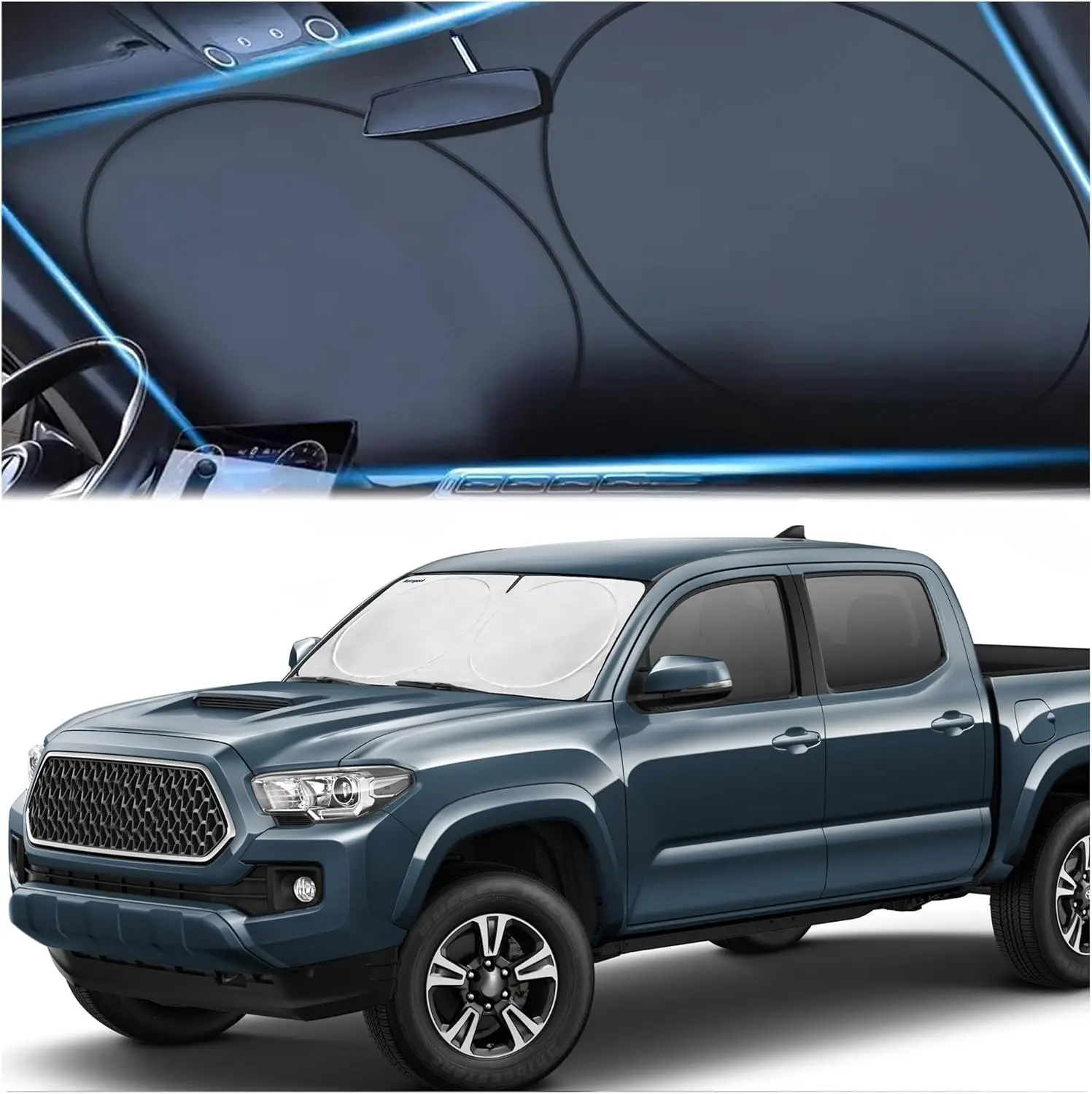 Reflective Windshield Sun Shade Blocks 99% UV, Fits Cars Trucks SUVs, Fade-Resistant
Reflective Windshield Sun Shade Blocks 99% UV, Fits Cars Trucks SUVs, Fade-Resistant