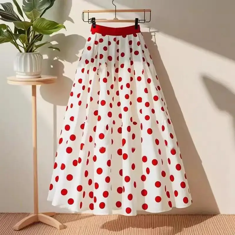 Women Temperament High Waist Polka Dot A-line Skirt Spring Summer New Fashion Patchwork Elegant Pleated Skirt Princess Dress
Women Temperament High Waist Polka Dot A-line Skirt Spring Summer New Fashion Patchwork Elegant Pleated Skirt Princess Dress