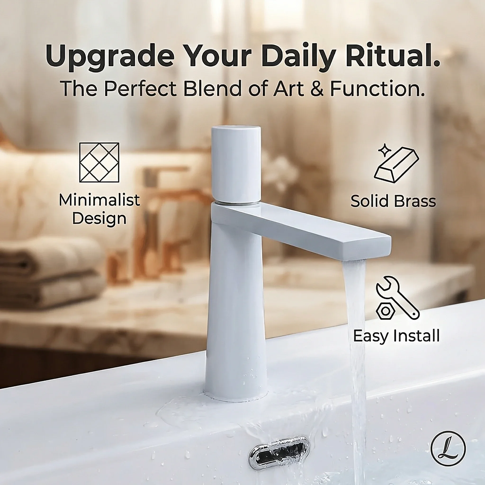 Matte white minimalist conical basin faucet, single handle hot and cold dual control G3/8 conversion interface with 2 inlet pipe
Matte white minimalist conical basin faucet, single handle hot and cold dual control G3/8 conversion interface with 2 inlet pipe