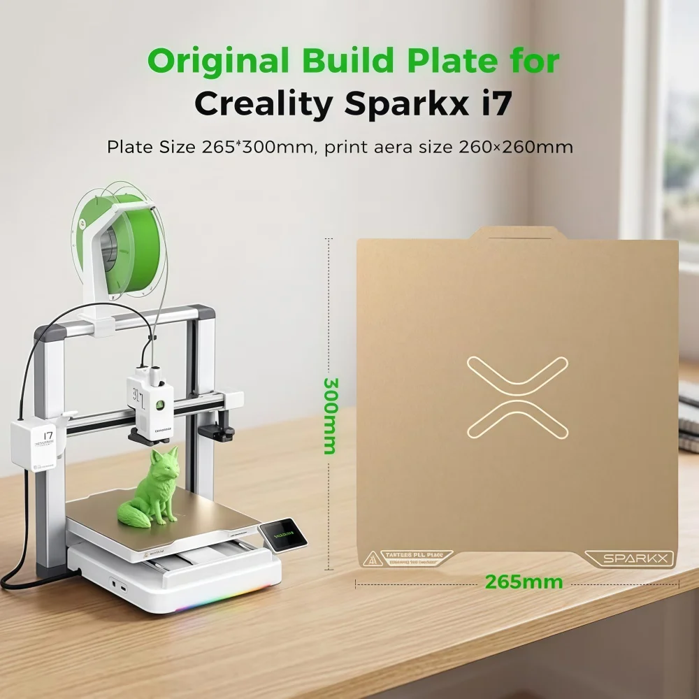 Creality SparkX i7 Build Plate Original 265x300mm Dual Side Textured PEI Bed Plate Spring Steel Magnetic 3D Printer Build Plate
Creality SparkX i7 Build Plate Original 265x300mm Dual Side Textured PEI Bed Plate Spring Steel Magnetic 3D Printer Build Plate