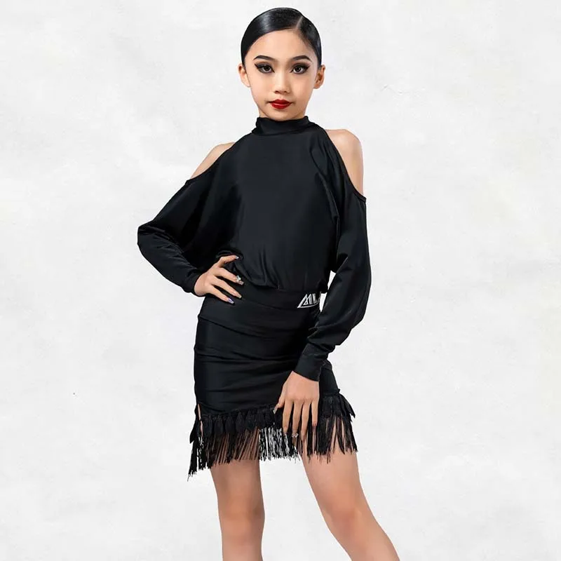 Winter Latin Dance Suit Kids Cha Cha Rumba Clothing Girls Dancing Stage Performance Wear Black Loose Dance Tops Long Sleeves 990
Winter Latin Dance Suit Kids Cha Cha Rumba Clothing Girls Dancing Stage Performance Wear Black Loose Dance Tops Long Sleeves 990
