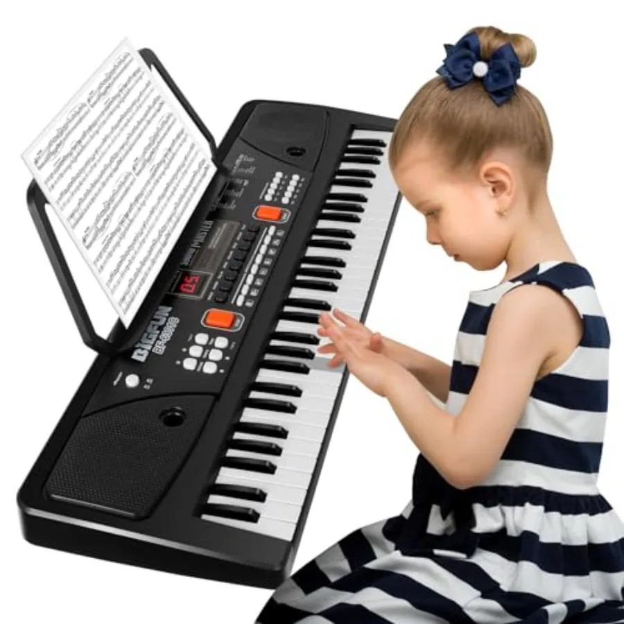 ' piano toy for home practice, ABS plastic body, black-and-white keys with red accents, 61-key electronic keyboard with microph
' piano toy for home practice, ABS plastic body, black-and-white keys with red accents, 61-key electronic keyboard with microph