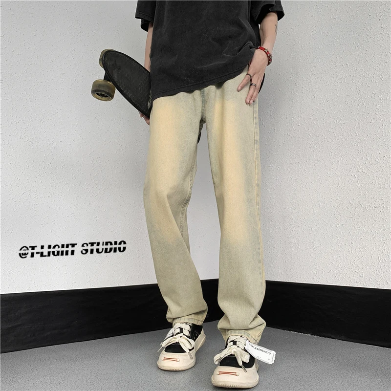 American Vibe High Street Yellow Mud Color Men's Jeans Straight Loose Casual Washed out Trendy Long Pants Spring Youth Fashion
American Vibe High Street Yellow Mud Color Men's Jeans Straight Loose Casual Washed out Trendy Long Pants Spring Youth Fashion