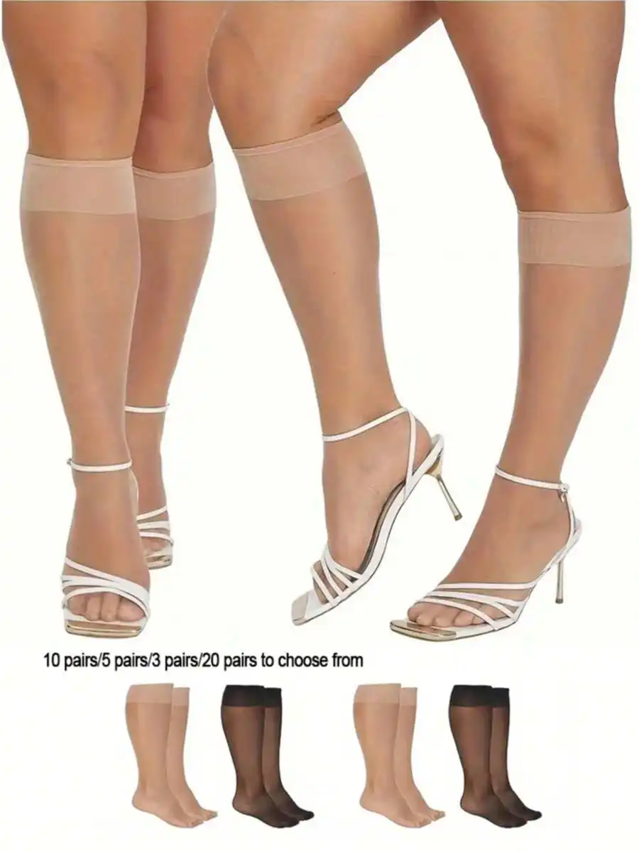 Mid-Calf Silk Stockings For Women Solid Color Thin Anti-Snag Nude White Black 3/5/10/20 Pairs
Mid-Calf Silk Stockings For Women Solid Color Thin Anti-Snag Nude White Black 3/5/10/20 Pairs