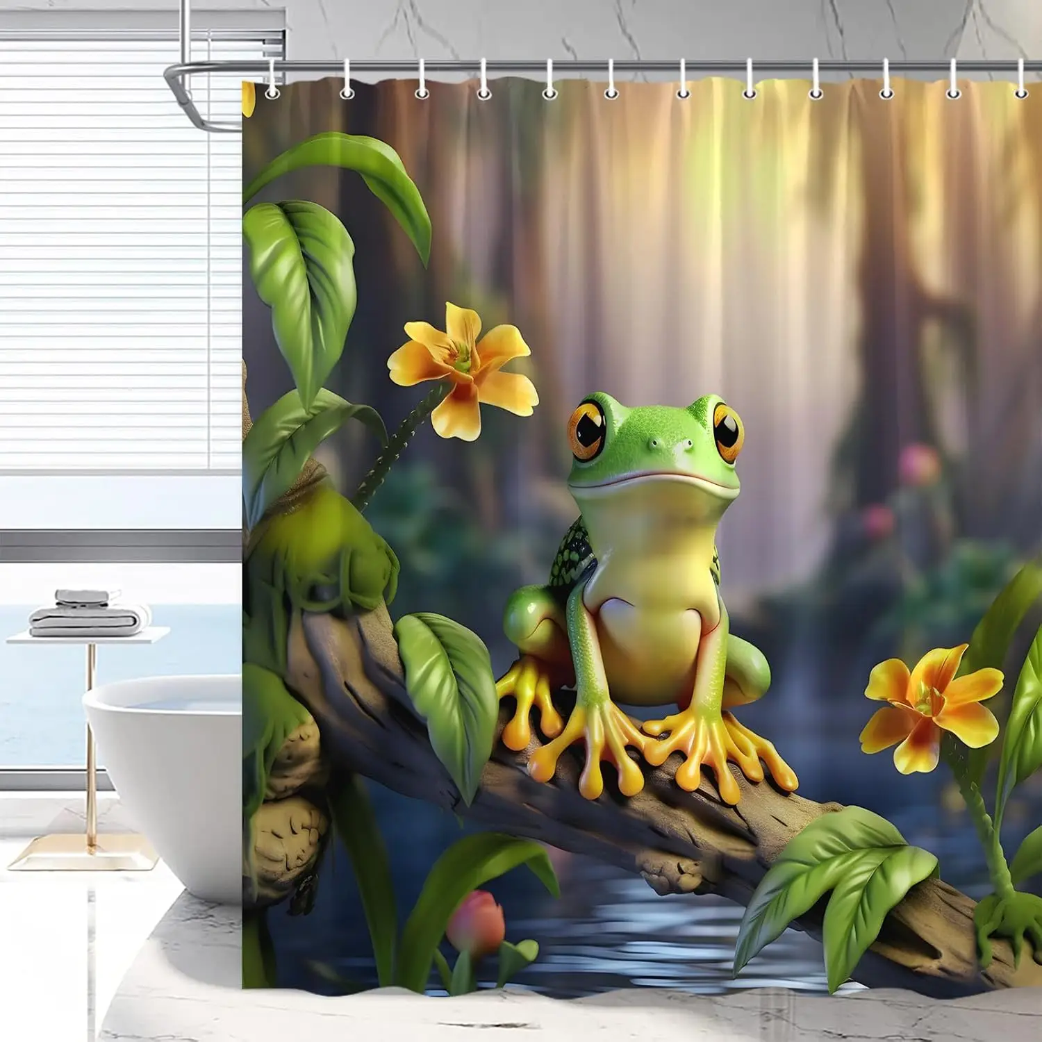 Tropical Forest Frog Shower Curtain Palm Leaf Jungle and Flower Themed Fabric Bathroom Decorative Set, Waterproof with Grommets
Tropical Forest Frog Shower Curtain Palm Leaf Jungle and Flower Themed Fabric Bathroom Decorative Set, Waterproof with Grommets