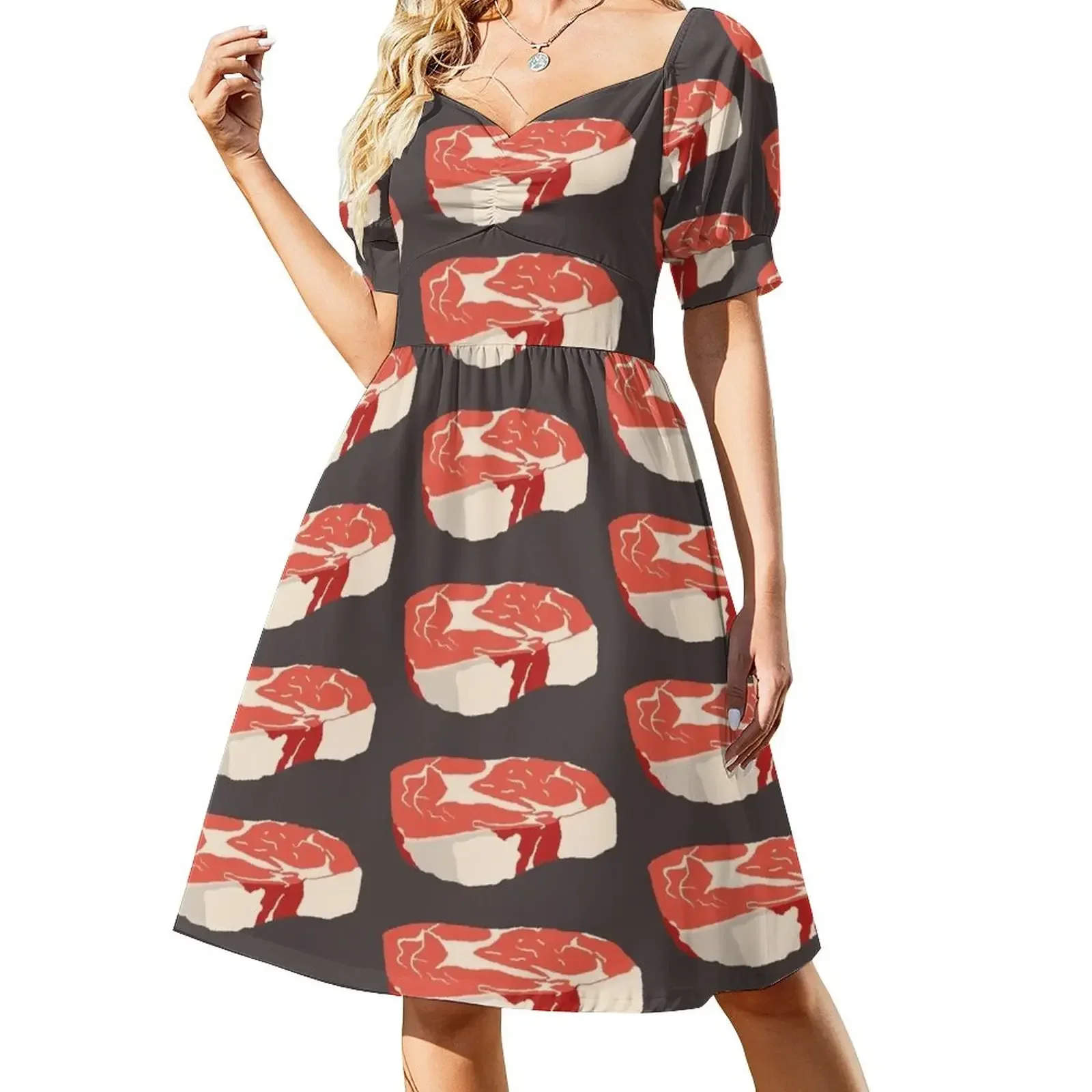 Steak illustration Short-Sleeved Dress woman dress Clothing female Women's evening dress party women elegant luxury
Steak illustration Short-Sleeved Dress woman dress Clothing female Women's evening dress party women elegant luxury