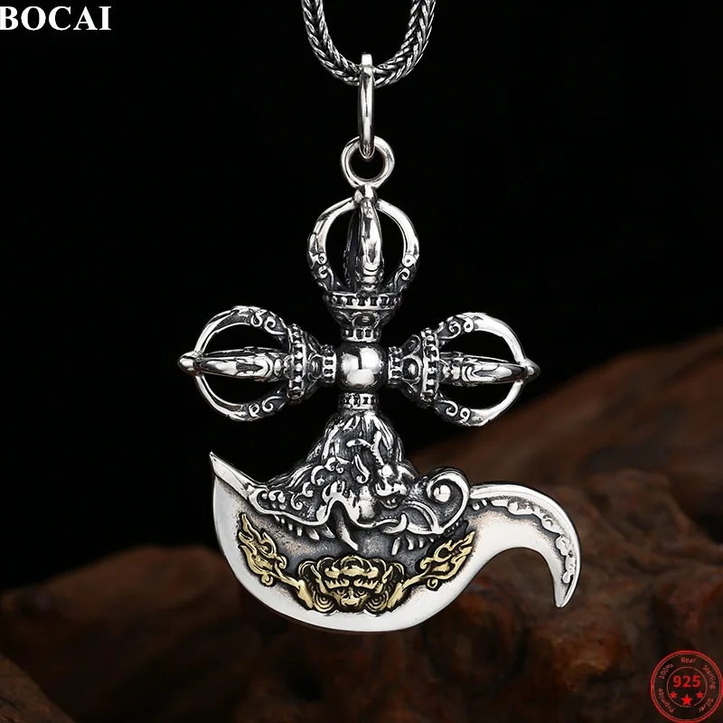 BOCAI S925 Sterling Silver Charms Pendant for Men Women Chinese Style Retro Demon-subduing Vajra Phurba Amulet Jewelry Wholesale
BOCAI S925 Sterling Silver Charms Pendant for Men Women Chinese Style Retro Demon-subduing Vajra Phurba Amulet Jewelry Wholesale