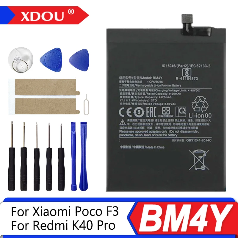 Совершенно новый аккумулятор BM4Y 4520 мАч для Xiaomi Poco F3/Redmi K40 Pro/K40 Pro, сменные аккумуляторы для телефона + инструменты
Совершенно новый аккумулятор BM4Y 4520 мАч для Xiaomi Poco F3/Redmi K40 Pro/K40 Pro, сменные аккумуляторы для телефона + инструменты