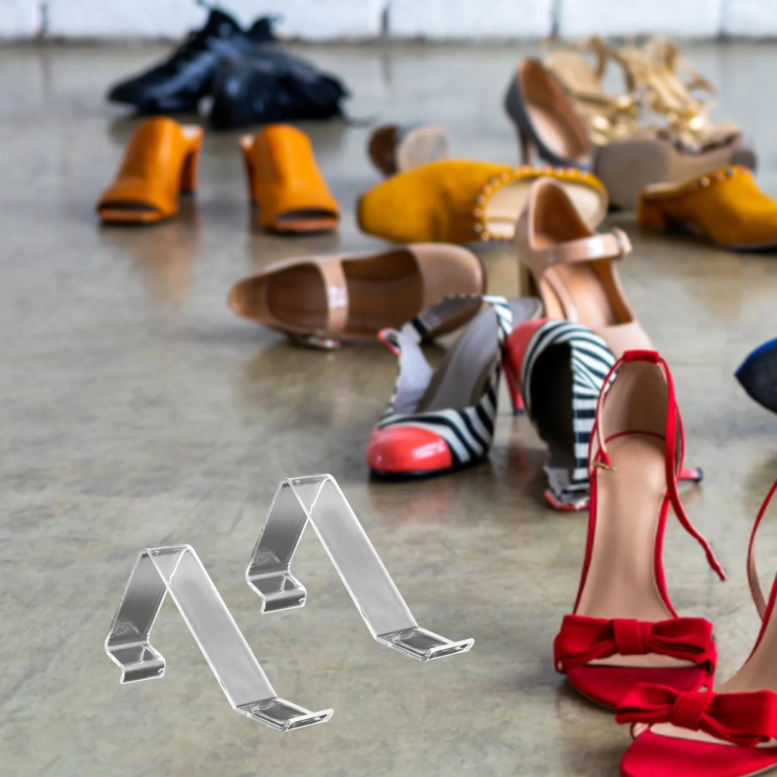 10pcs Clear Plastic Shoe Display Stand for Women Shoes Sandals High Heel Rack Boutique Charm Shelves Store Props Riser
10pcs Clear Plastic Shoe Display Stand for Women Shoes Sandals High Heel Rack Boutique Charm Shelves Store Props Riser
