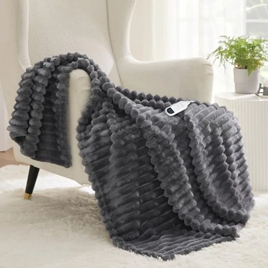 Heated Blanket Electric - Thick Striped Flannel Electric Blanket Heating with 6 Time Settings Up to 10H 6 Heat Settings and 8Hr
Heated Blanket Electric - Thick Striped Flannel Electric Blanket Heating with 6 Time Settings Up to 10H 6 Heat Settings and 8Hr