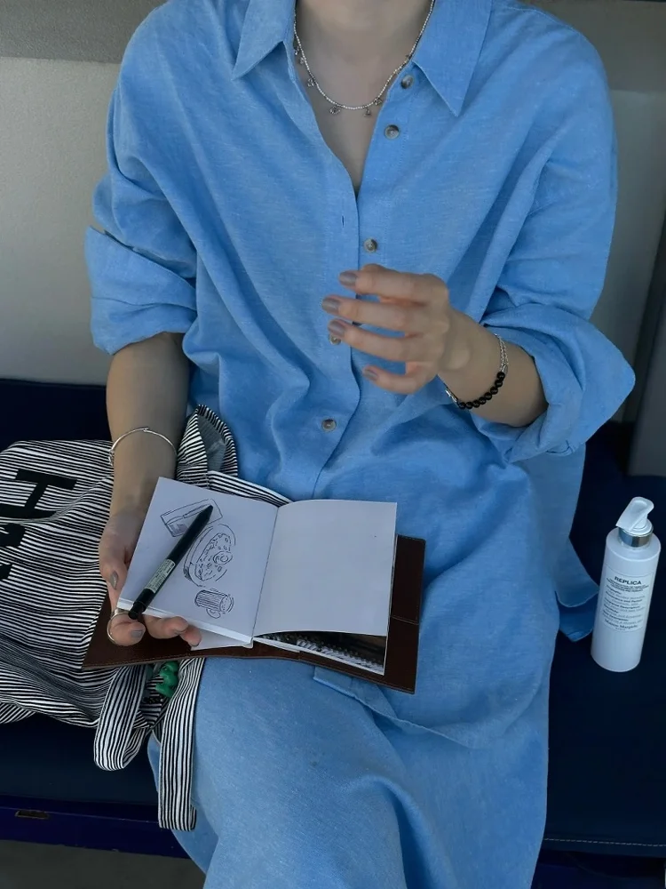 Blue Cotton Linen Set Loose Lazy Feel Half Skirt Two Piece Summer Outfit Casual Style for Women 25-35 Years Old
Blue Cotton Linen Set Loose Lazy Feel Half Skirt Two Piece Summer Outfit Casual Style for Women 25-35 Years Old