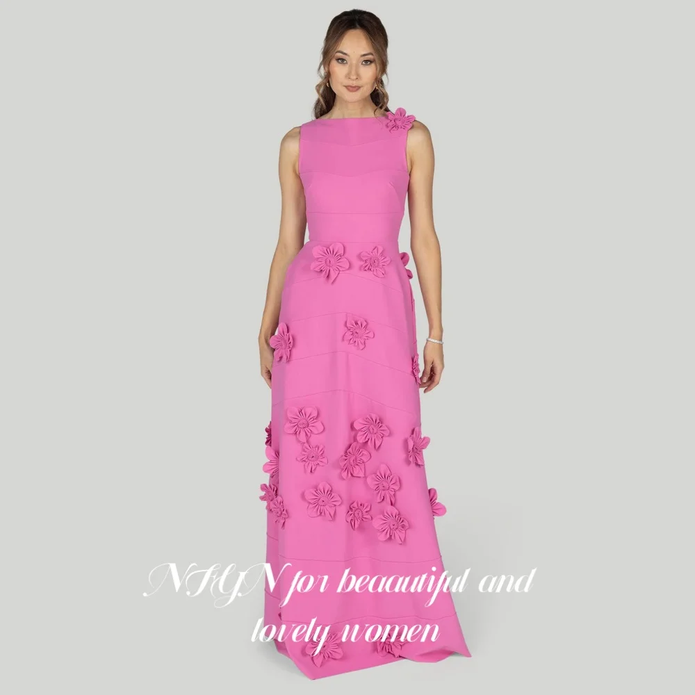 NFYN Pink Elegant Prom Dress O-Neck 3D-Flowers Sleeveless Prom Gown Pleating Party Evening Dress for Woman حزب فساتين Customized
NFYN Pink Elegant Prom Dress O-Neck 3D-Flowers Sleeveless Prom Gown Pleating Party Evening Dress for Woman حزب فساتين Customized