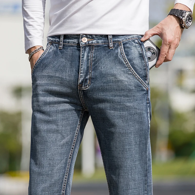 Men's thin summer jeans 2024 New Fitted straight leg casual denim trousers for men Stylish stretch blue and gray pants man
Men's thin summer jeans 2024 New Fitted straight leg casual denim trousers for men Stylish stretch blue and gray pants man