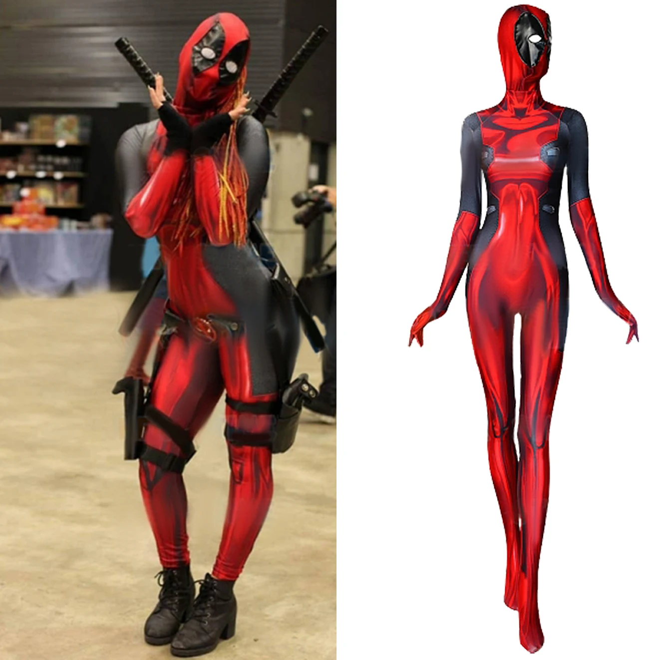 X Men Lady Deadpool Cosplay Wanda Wilson Costume Superhero 3D Printed Zentai Bodysuit Woman Cosplay Spandex Halloween Costume
X Men Lady Deadpool Cosplay Wanda Wilson Costume Superhero 3D Printed Zentai Bodysuit Woman Cosplay Spandex Halloween Costume