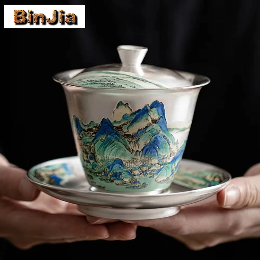 120Ml Handmade Gilded Sier Gaiwan Ancient Landscape Non Hot Tea Tureen Maker Cover Bowl Porcelain Kungfu Teaset Collection craft
120Ml Handmade Gilded Sier Gaiwan Ancient Landscape Non Hot Tea Tureen Maker Cover Bowl Porcelain Kungfu Teaset Collection craft