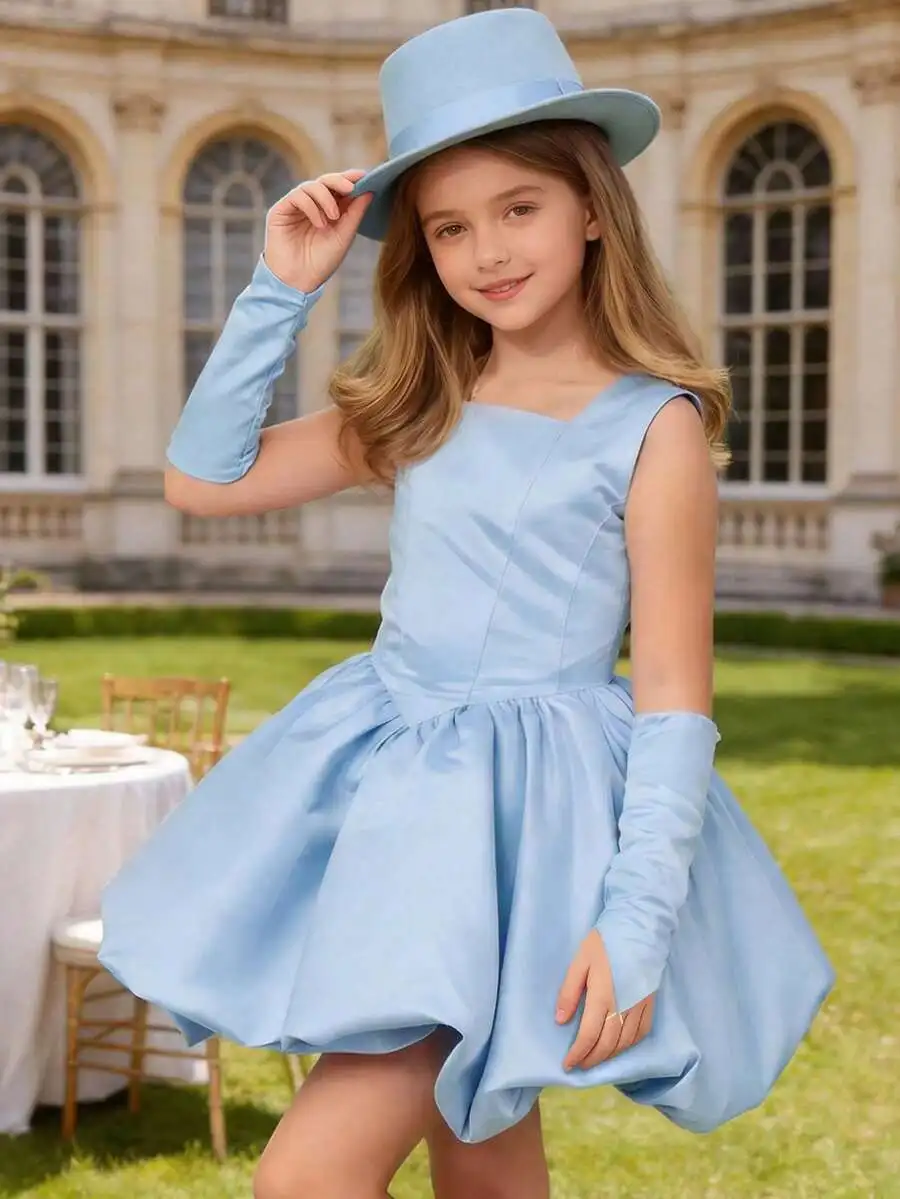 Elegant Square Neck Blue Sleeveless Dress With Gloves For Formal Party Wedding Spring Summer
Elegant Square Neck Blue Sleeveless Dress With Gloves For Formal Party Wedding Spring Summer