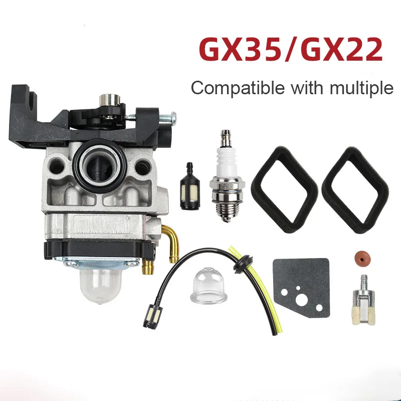 Карбюратор для 4-тактных двигателей GX22, GX25, GX35, для газонокосилок, с топливным шлангом, фильтрующим элементом, масляной чашей, полный комплект
Карбюратор для 4-тактных двигателей GX22, GX25, GX35, для газонокосилок, с топливным шлангом, фильтрующим элементом, масляной чашей, полный комплект