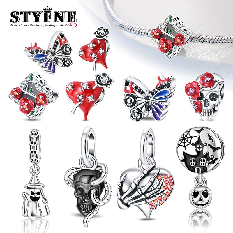 Authentic Fine Halloween Dark Skeleton & Rose Skull Grip Heart Charm Beads Fit Original 925 Silver Bracelet DIY Women Jewelry
Authentic Fine Halloween Dark Skeleton & Rose Skull Grip Heart Charm Beads Fit Original 925 Silver Bracelet DIY Women Jewelry