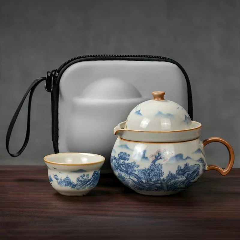 Дорожный чайный сервиз для кемпинга, портативный, быстрый клиент, один горшок, одна чашка, чайный сервиз кунг-фу, изготовление чая 
Дорожный чайный сервиз для кемпинга, портативный, быстрый клиент, один горшок, одна чашка, чайный сервиз кунг-фу, изготовление чая