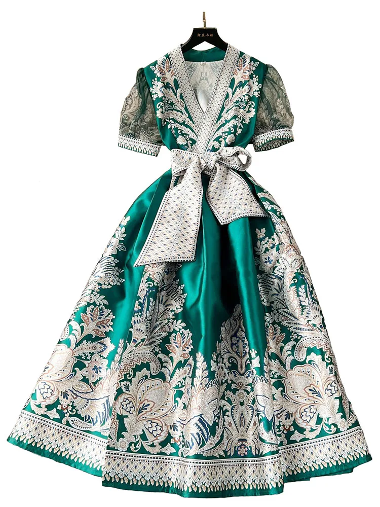 Spring Summer Short Puff Sleeve Cross V Neck Flower Print Maxi Dresses Holiday Bohemian Bandage Lace Up Paisley Vestidos Clothes
Spring Summer Short Puff Sleeve Cross V Neck Flower Print Maxi Dresses Holiday Bohemian Bandage Lace Up Paisley Vestidos Clothes