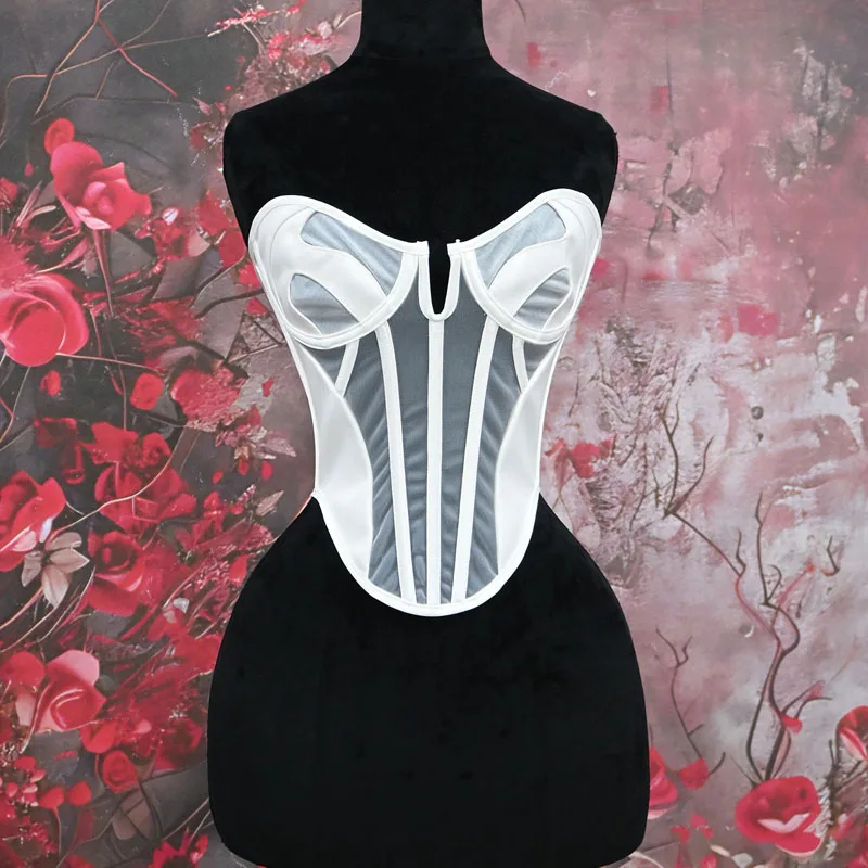Sexy Overbust Corset Tops for Women Mesh Push Up Bustiers Lace Up White Bridal Slimming Fit Short Crop Top Body Shaper Lingerie
Sexy Overbust Corset Tops for Women Mesh Push Up Bustiers Lace Up White Bridal Slimming Fit Short Crop Top Body Shaper Lingerie