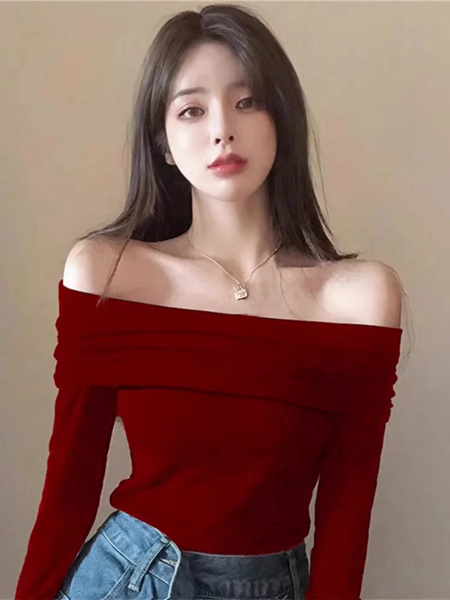Sexy Tight Long Sleeve Base Shirt Korean Style Commute Fashion Beautiful Shoulder Bared Top Women's Premium Quality T-shirt
Sexy Tight Long Sleeve Base Shirt Korean Style Commute Fashion Beautiful Shoulder Bared Top Women's Premium Quality T-shirt