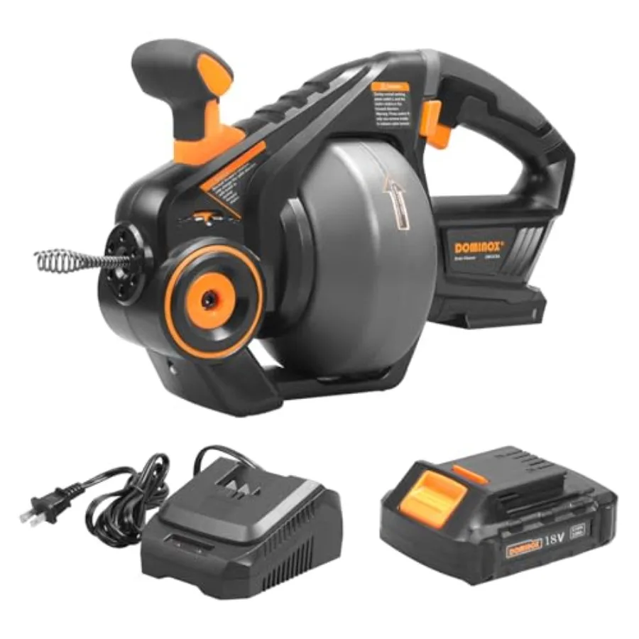 【Spot goods】DOMINOX 25FT Electric Drain Auger 18V Max 20V Snake Drain Hair Removal Tool Drain Snake with 2.0AH Battery and Char
【Spot goods】DOMINOX 25FT Electric Drain Auger 18V Max 20V Snake Drain Hair Removal Tool Drain Snake with 2.0AH Battery and Char