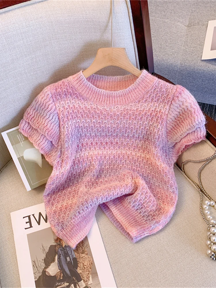 Ice Silk Hollow out Knitted Short Sleeve T-Shirt Women's Summer High Waist Short Style Top Korean Version Color Commute...
Ice Silk Hollow out Knitted Short Sleeve T-Shirt Women's Summer High Waist Short Style Top Korean Version Color Commute...